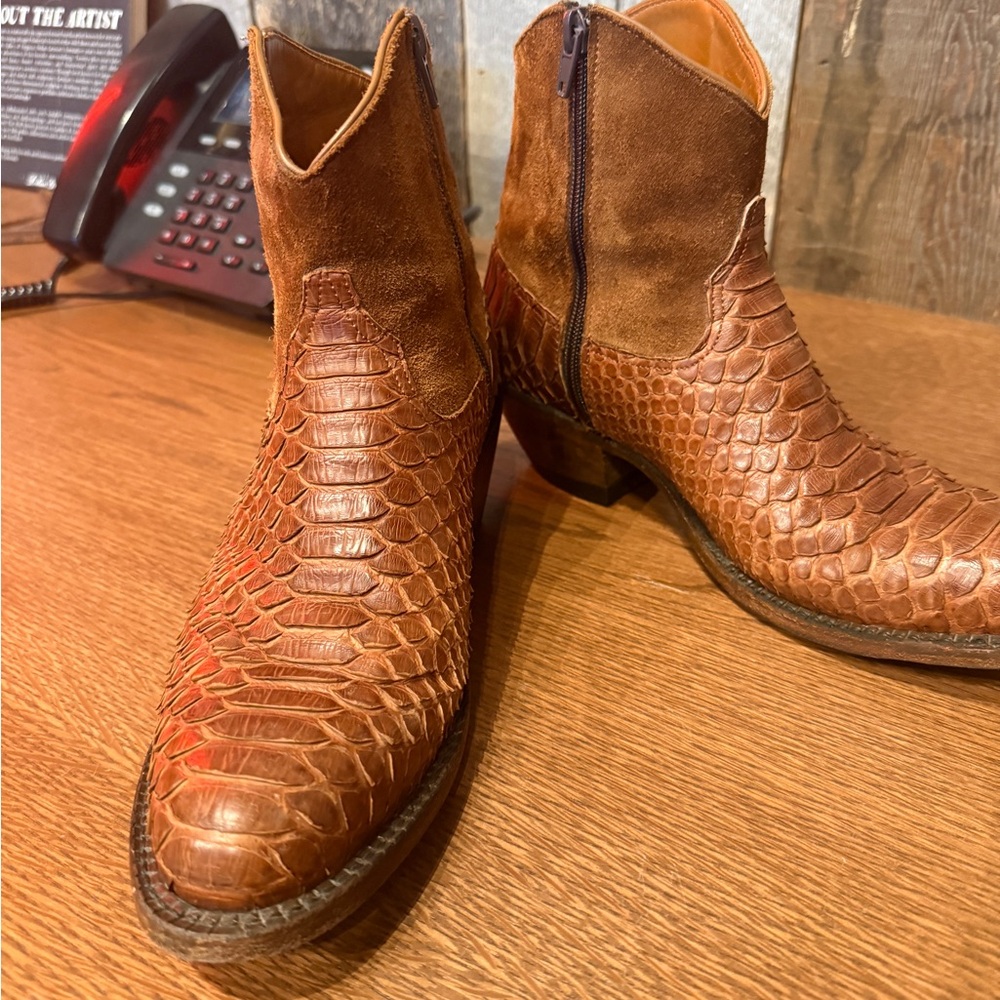Brown Authentic Python Booties - image 2